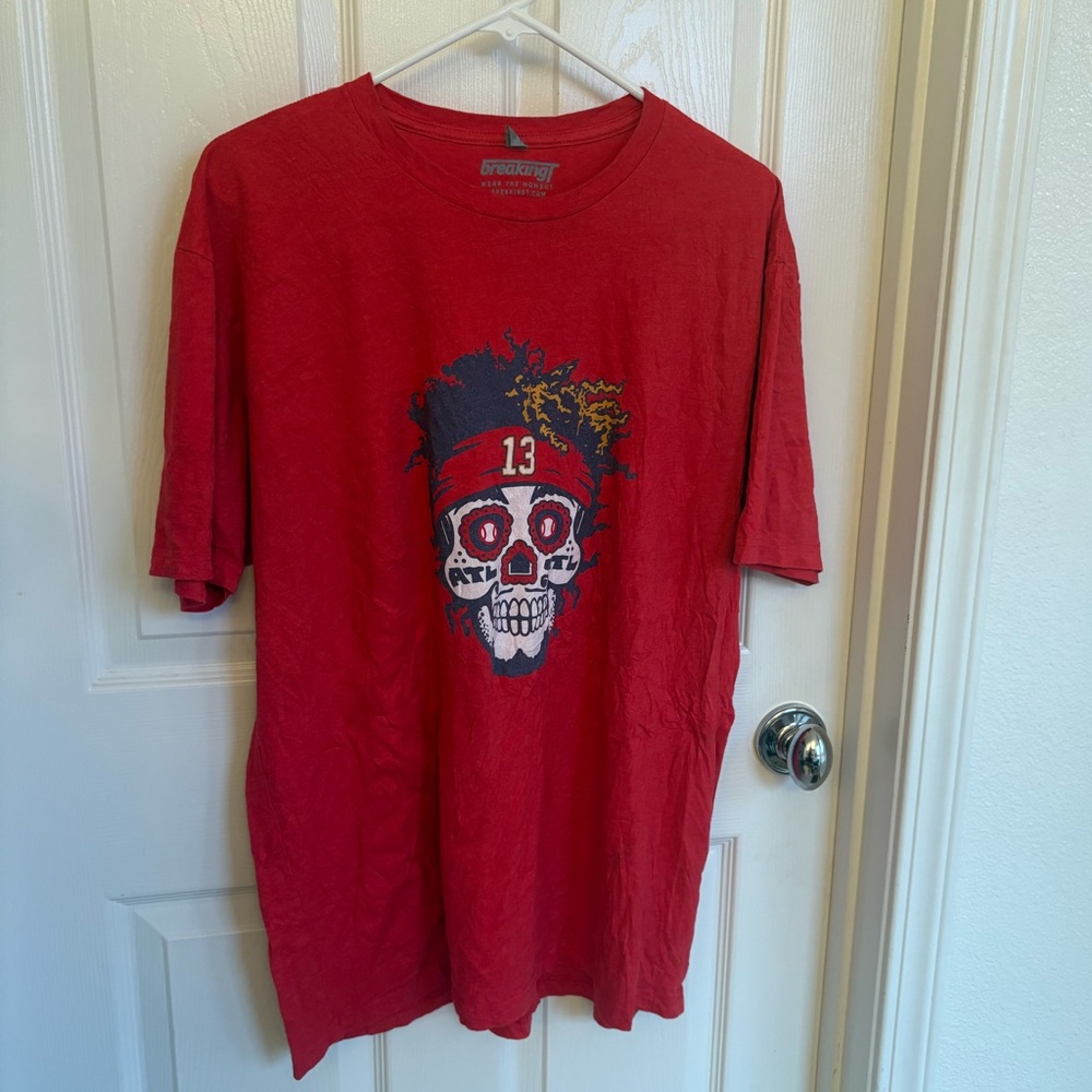 Ronald Acuña Jr Sugar Skull Red T-Shirt Size X Large